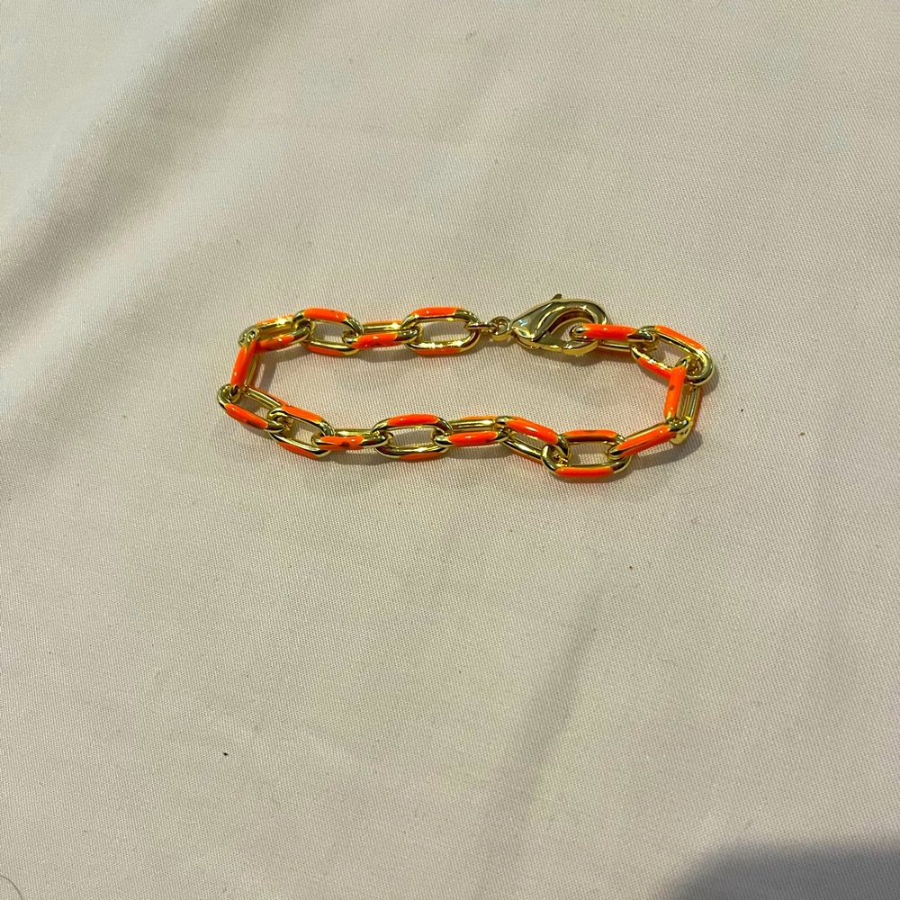 Orange and gold chain link bracelet!  Never worn!